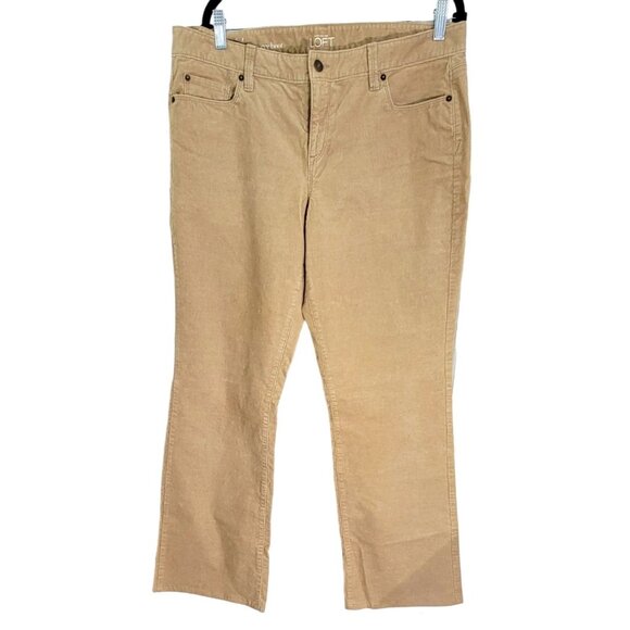 Ann Taylor Loft Womens Beige Corduroy Curvy‎ Boot Leg Pants Size 32/14T NWT - Picture 1 of 9